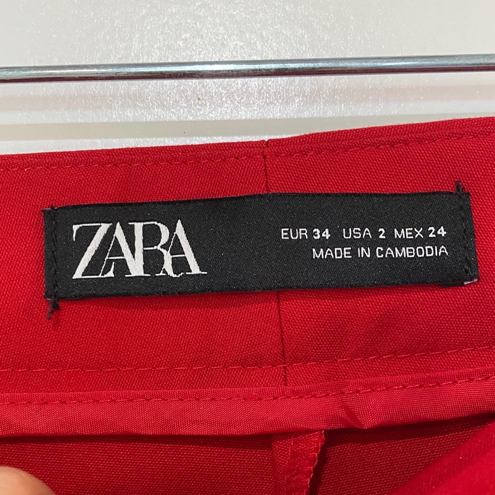 NWOT Zara Vibrant Scarlet Red Pants - Picture 2 of 3